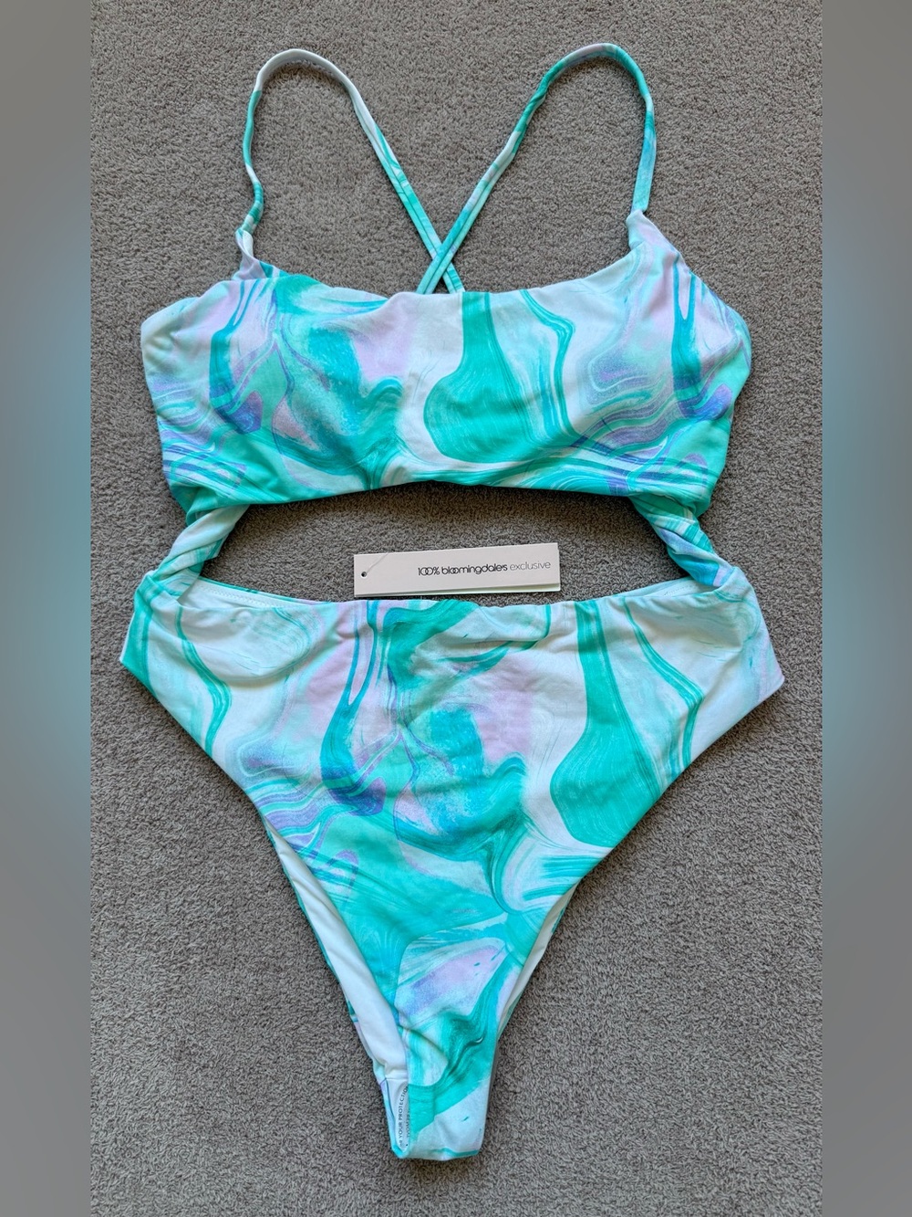 Aqua Swim Bloomingdale’s - SWIRL PRINT CUTOUT - TURQUOISE MULTI